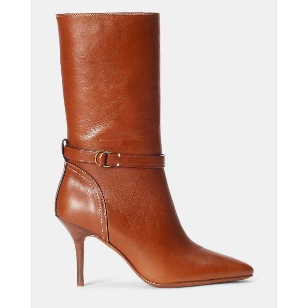 Polo Ralph‎ Lauren Boots Womens 6.5B Brown Zoe Tall Calfskin Leather Riding